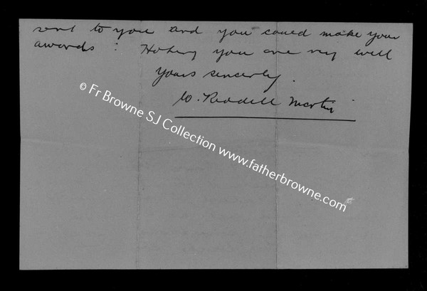 CORRESPONDENCE TO ASK FR.BROWNE TO JUDGE PHOTOGRAPHS